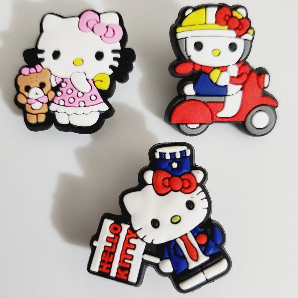 Crocs Hello kitty jibbitz shoe Charms set of 3 4th of July bear motorcycle bike